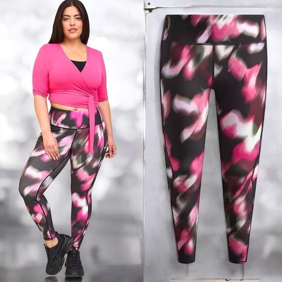 Torrid Black & Pink Full-Length Side Pocket Active Legging size 3 3XL - Picture 1 of 15